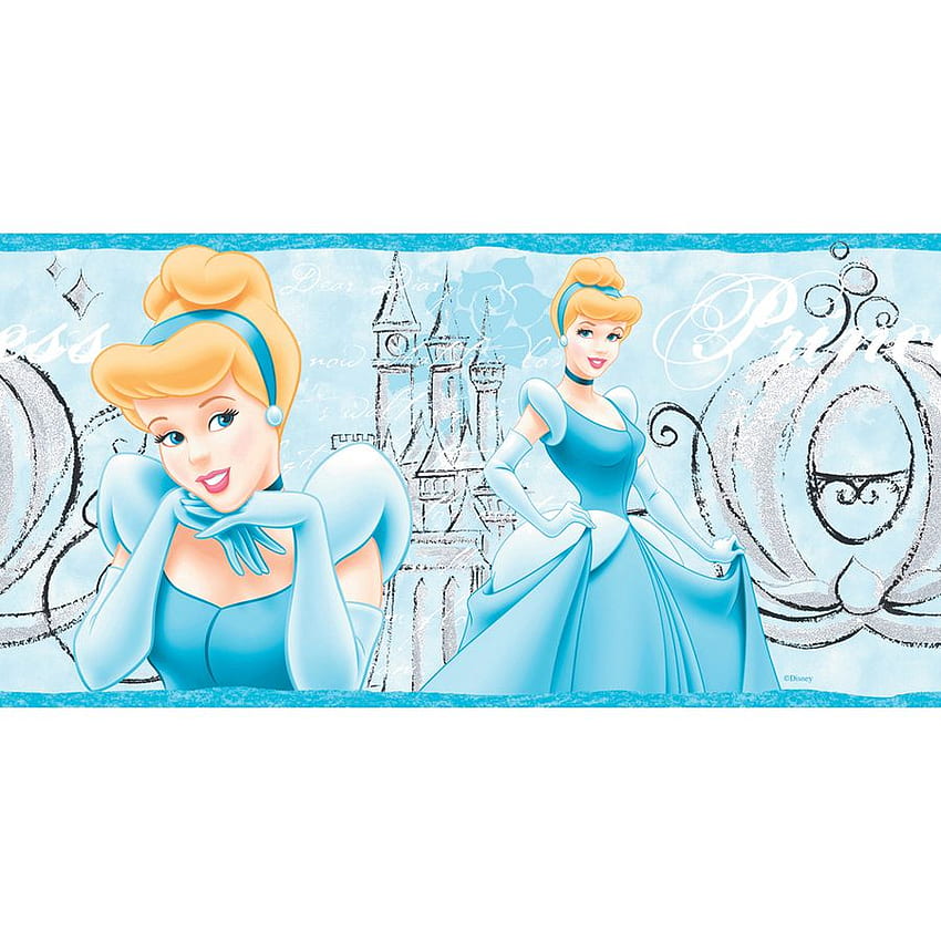 Kup Disney 9 Blue Pastel Cinderella Prepasted Border w Tapeta na telefon HD