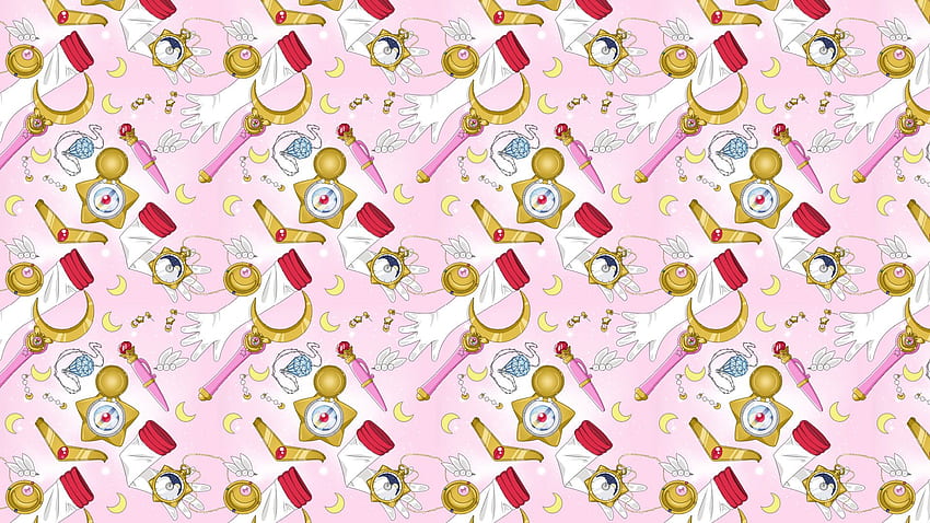 Hoja de patrón repetitivo de Sailor Moon de Tsuki Ni Kawatte - Patrón de Sailor Moon fondo de pantalla
