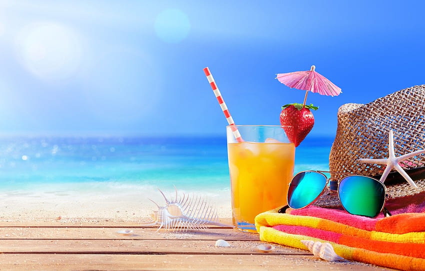 laut, pantai, musim panas, menginap, musim panas, pantai, liburan, Kacamata Pantai Wallpaper HD