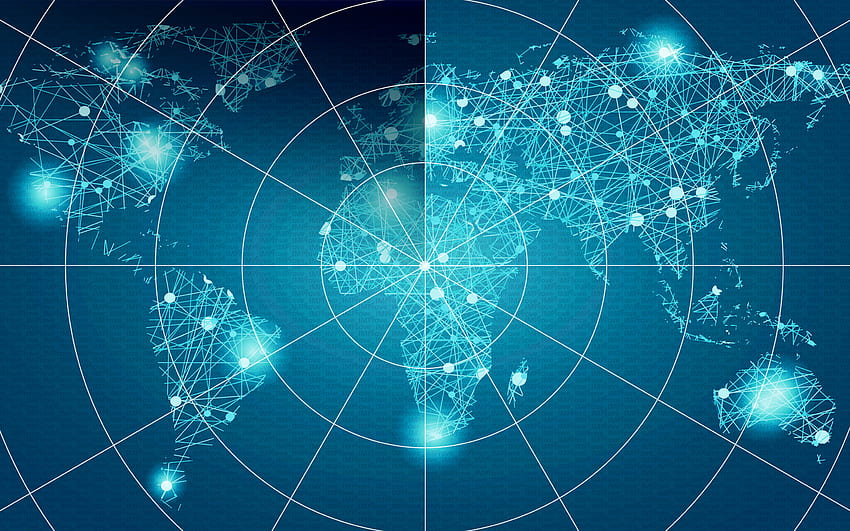 青い技術の世界地図、青い技術の背景、グローバル ネットワーク、ソーシャル ネットワークの背景、世界地図、ネットワークの概念、青い世界地図、青い線の世界地図の解像度。 高品質 高画質の壁紙