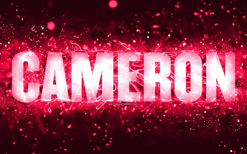 Честит рожден ден Камерън, , розови неонови светлини, име Камерън, творчески, Камерън Честит рожден ден, Камерън Биртай, популярни американски женски имена, с име Камерън, Камерън HD тапет