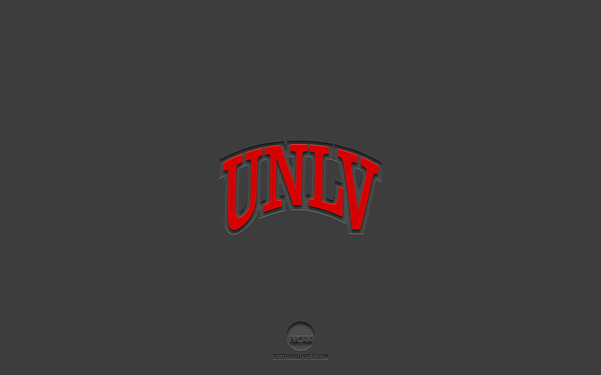UNLV Rebels, szare tło, drużyna futbolu amerykańskiego, godło UNLV Rebels, NCAA, Las Vegas, USA, futbol amerykański, logo UNLV Rebels Tapeta HD