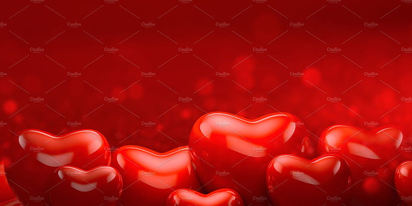 Red Hearts Background For Valentines. High Quality Abstract Stock Creative Market, Heart 4D Abstract HD wallpaper