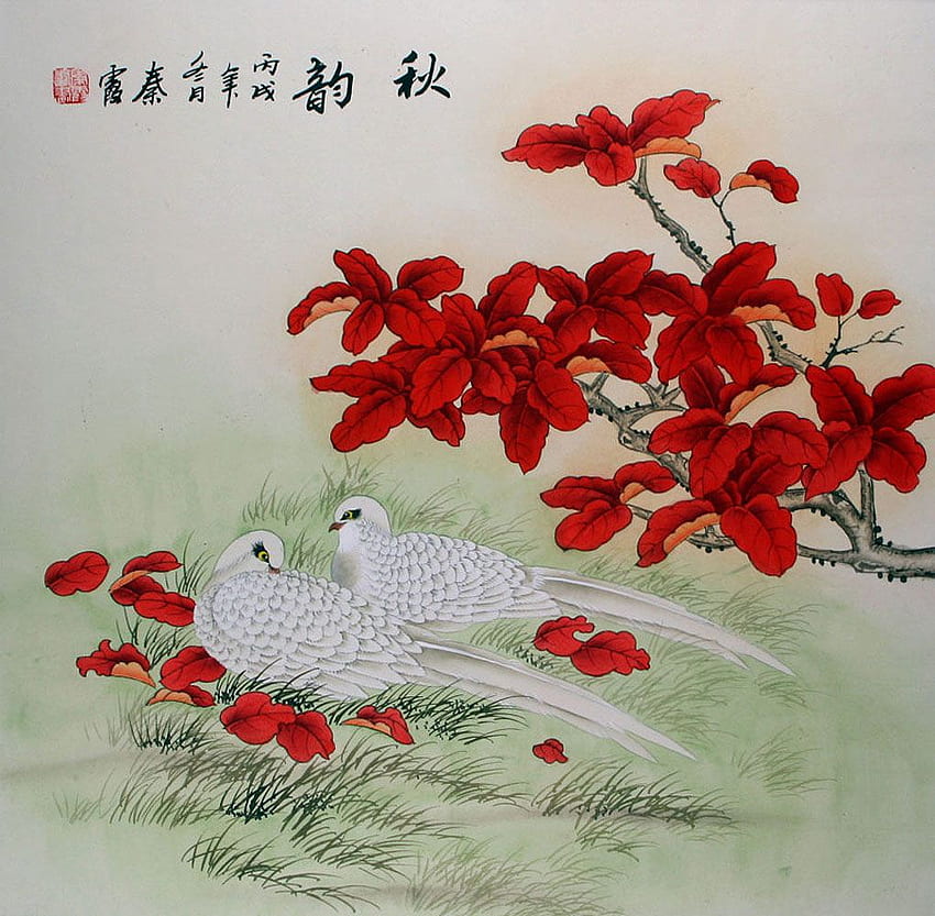 Японско изкуство от =alahay. Изкуство за сетивата, Японско изкуство за птици HD тапет