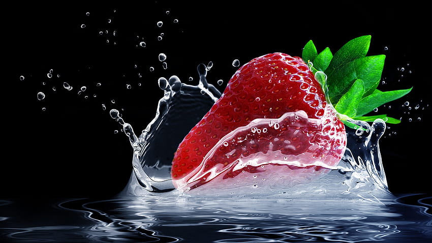 Fraise Splash, fruit, fraise, nourriture, éclaboussure Fond d'écran HD