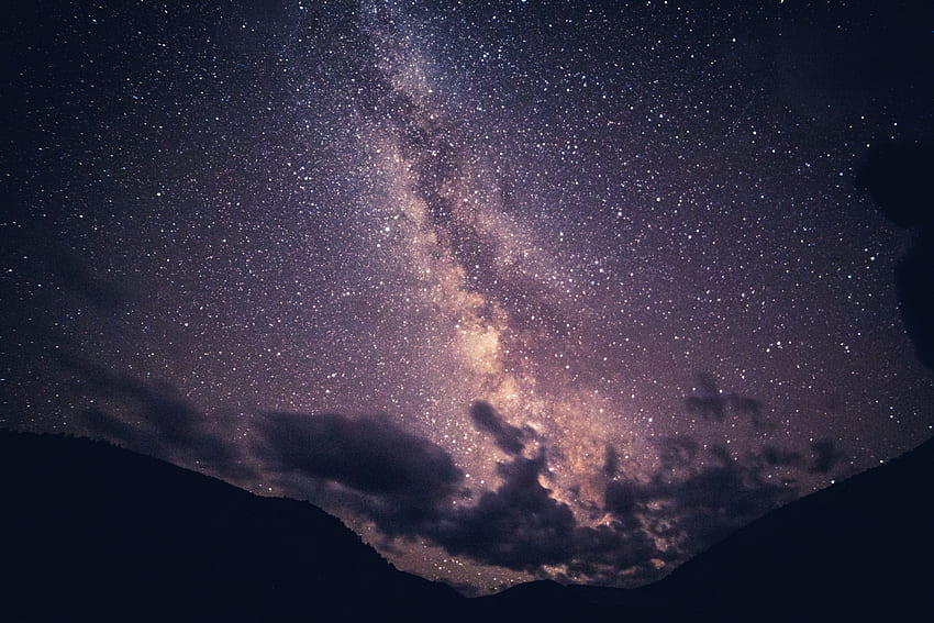 ธรรมชาติ กลางคืน เมฆ ท้องฟ้าเต็มไปด้วยดวงดาว ทางช้างเผือก วอลล์เปเปอร์ HD