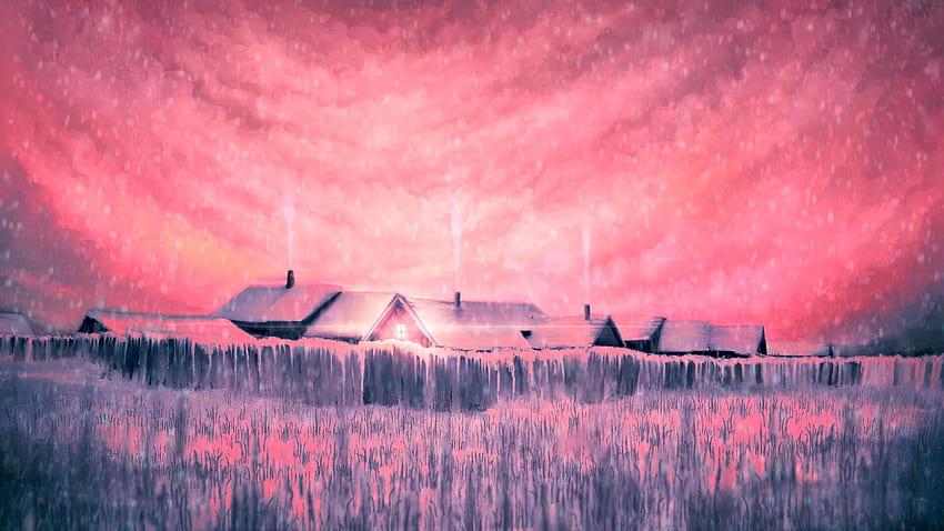 Art, Smoke, Pink, House HD wallpaper