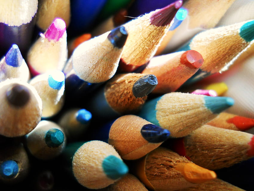 Pencils, blue, focus, colors HD wallpaper