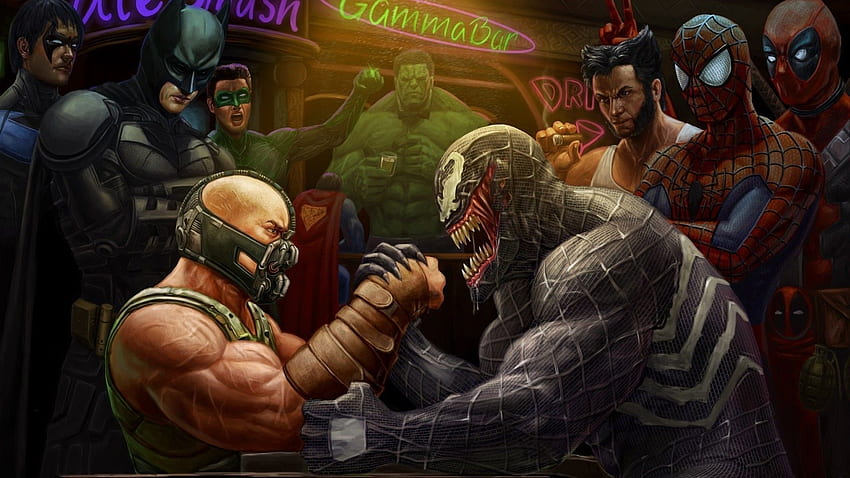Venom, Bane, Marvel Vs DC Comic, Spider Man, Hulk, Batman. Marvel, poster di fumetti, opere d'arte di Logan Sfondo HD
