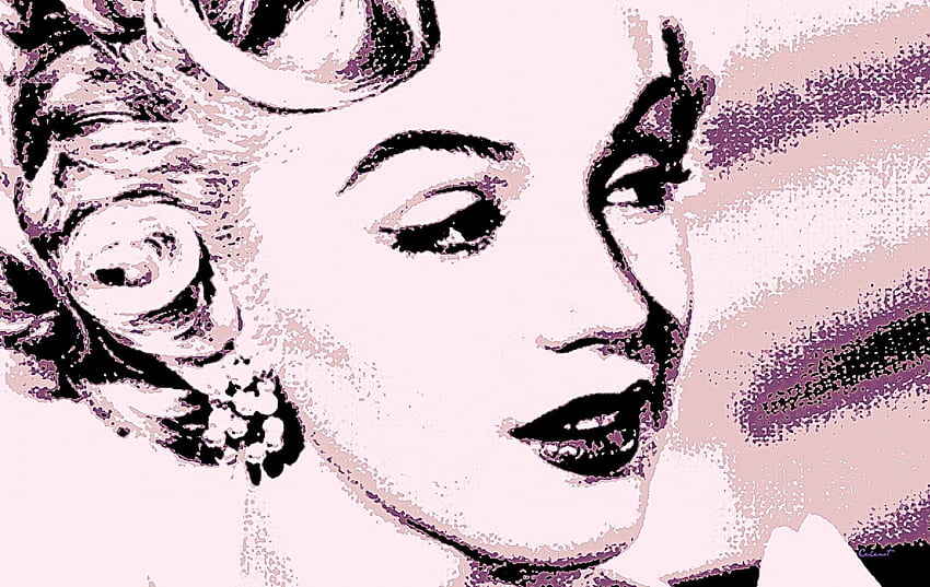 Marilyn Monroe, by cehenot, art, poster, girl, actress, woman, pink, face HD wallpaper