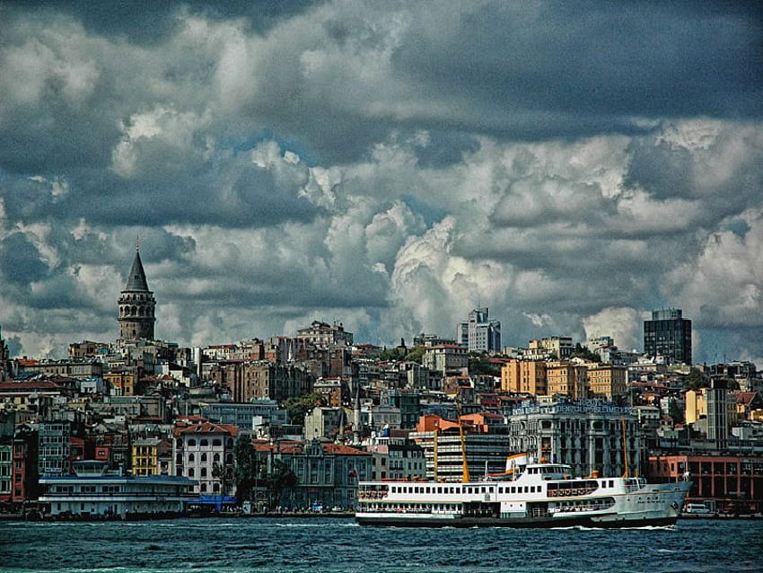 グレーイスタンブール1、トルコ、海、建物、グレー、トルコ、都市、イスタンブール 高画質の壁紙