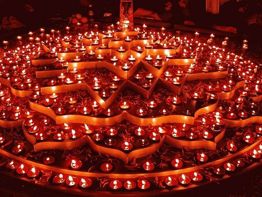 Indisches Festival Diwali Große Sammlung von Diya und Dekoration HD-Hintergrundbild