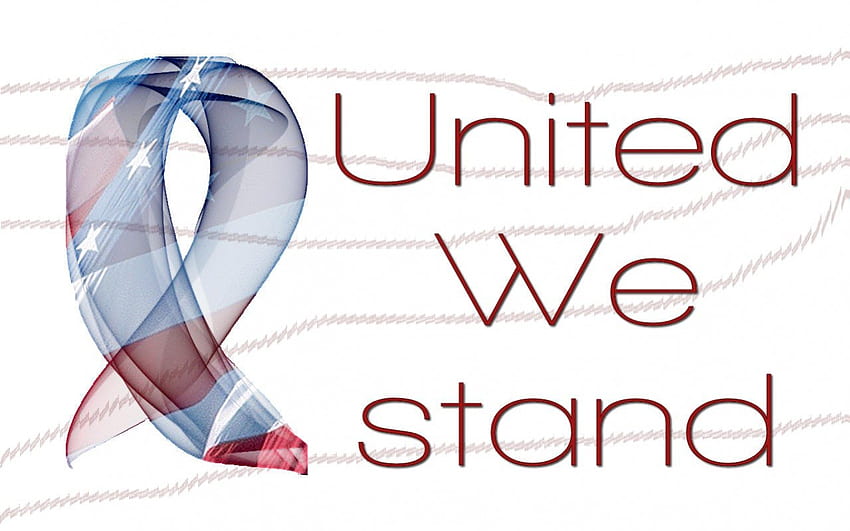 United WE Stand, white blue, abstract, ribbon, red, united we stand wording HD wallpaper