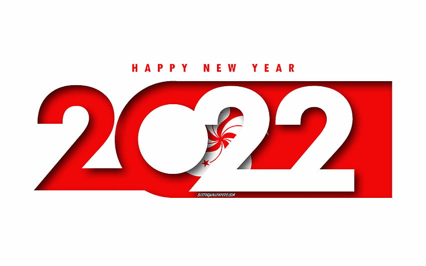 Happy New Year 2022 Hong Kong, 흰색 배경, Hong Kong 2022, Hong Kong 2022 New Year, 2022 개념, 홍콩, 홍콩 국기 HD 월페이퍼