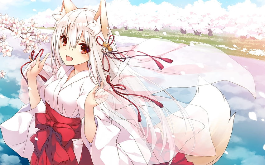 Anime white fox girl HD wallpapers | Pxfuel