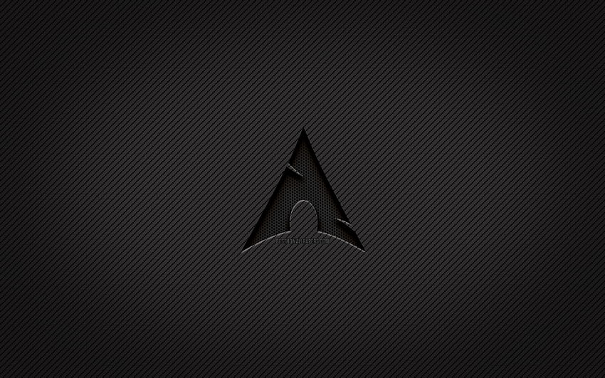 Arch Linux karbon logosu, grunge sanat, karbon arka plan, yaratıcı, Arch Linux siyah logosu, Linux, Arch Linux logosu, Arch Linux HD duvar kağıdı
