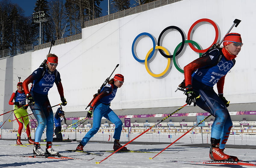 Biathlon competition at the Olympic Games in Sochi HD wallpaper
