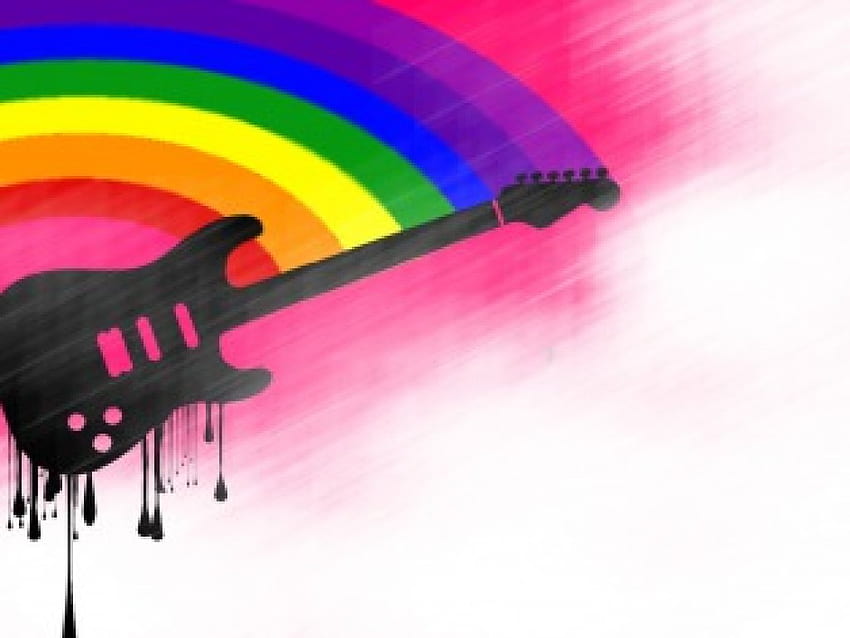 emo Guitar, rainbow, drips, emo, paint, guitar HD wallpaper