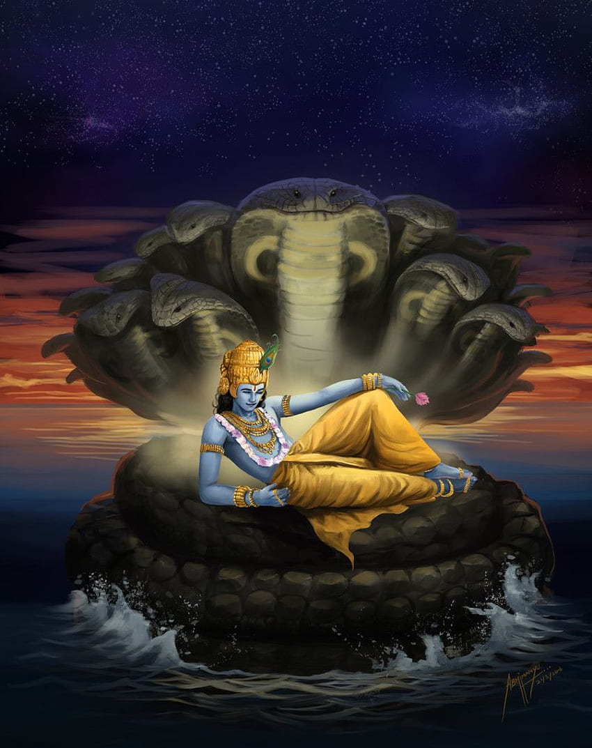 ArtStation - Vishnu, Abhimanyu Artbot. Lord vishnu , Shree krishna , Lord krishna HD phone wallpaper