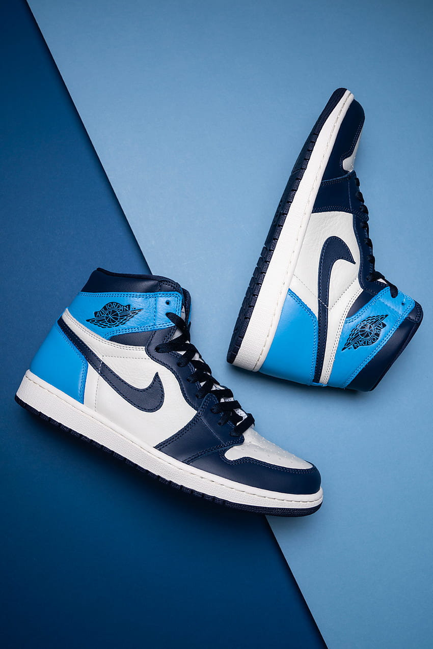 Air Jordan 1 retro niebieski, Nike Air Jordan 1 Tapeta na telefon HD