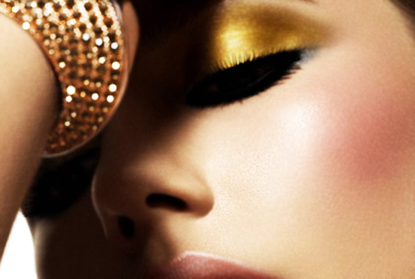 Gold, Mädchen, Model, Make-up HD-Hintergrundbild