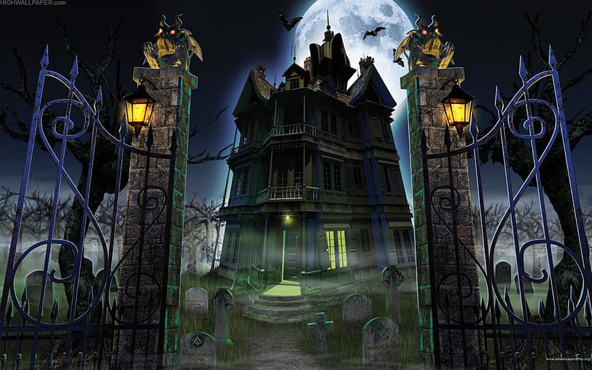 Haunted House Halloween Background, Scary Haunted House HD wallpaper