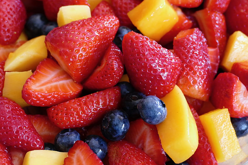 Food, Strawberry, Blueberry, Berries, Juicy HD wallpaper