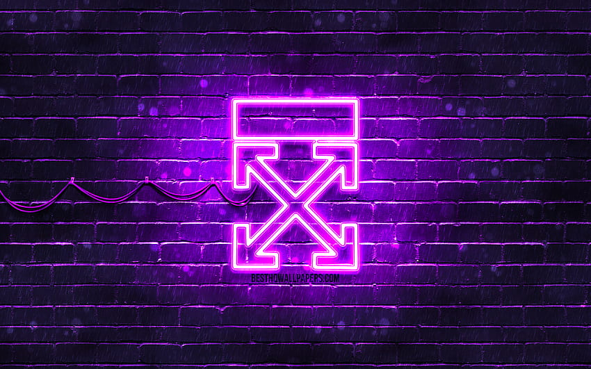 Logotipo violeta blanquecino, pared de ladrillo violeta, logotipo blanquecino, marcas, logotipo de neón blanquecino, blanquecino fondo de pantalla