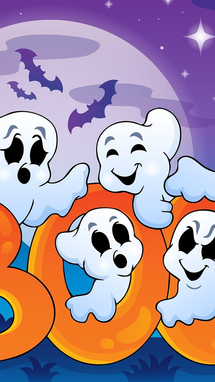 iPhone Halloween, lustige Geister, gruseliges Haus - niedliche glückliche Halloween-Zitate, Geister-Cartoon iPhone HD-Handy-Hintergrundbild