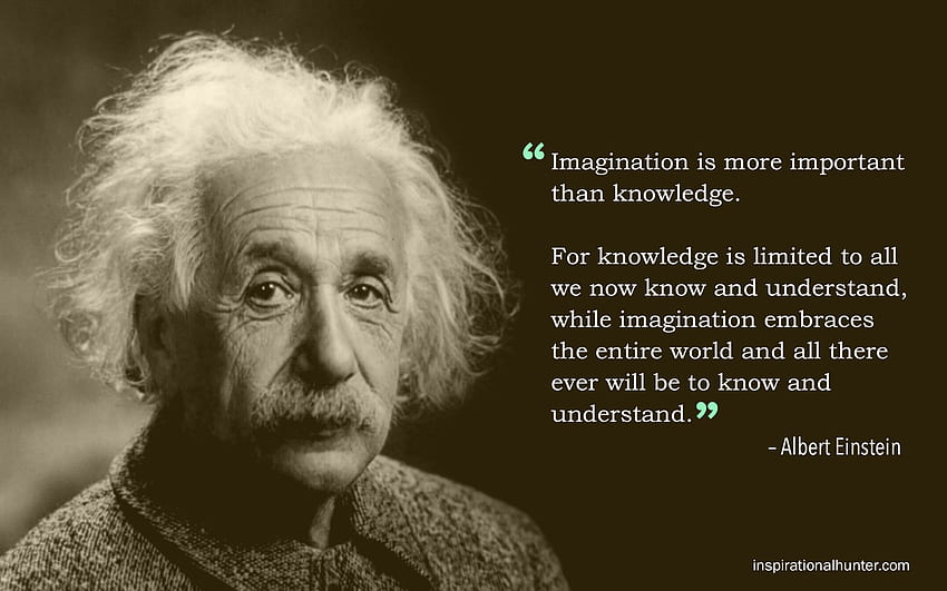 Albert Einstein quote: Imagination is more important than HD wallpaper