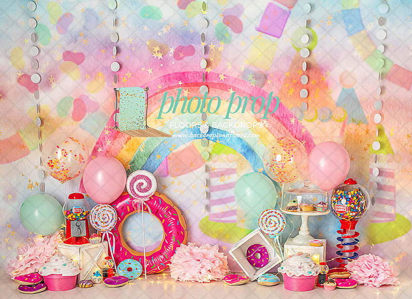 Pastel Rainbow Candy Land graphy Backdrop, Candyland, Two Sweet, Desert, 2 Sweet, Lollipop, Gum, Cupcakes, Donuts Cake Smash, Birtay, Pink Candyland HD wallpaper