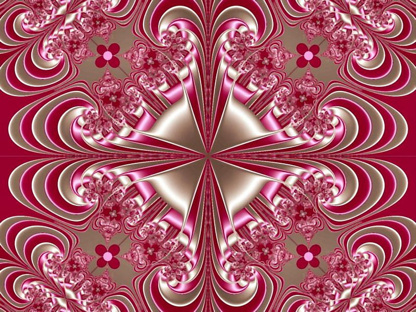 Bunga Merah Muda Fraktal Victoria, merah muda, fraktal, Victoria, bunga Wallpaper HD