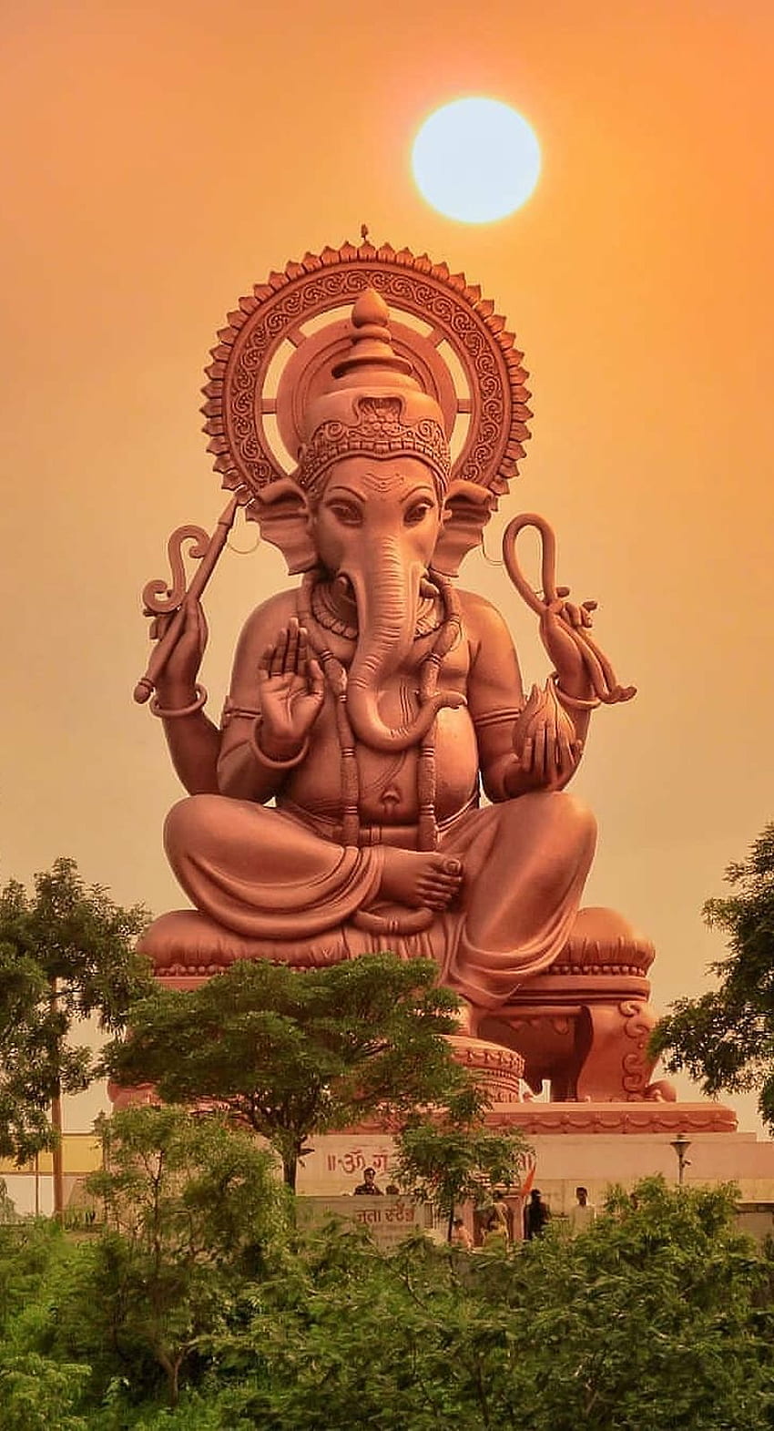 主ガネーシャ像、日没、モバイル、インドの神、ガネーシャ電話 HD電話の壁紙