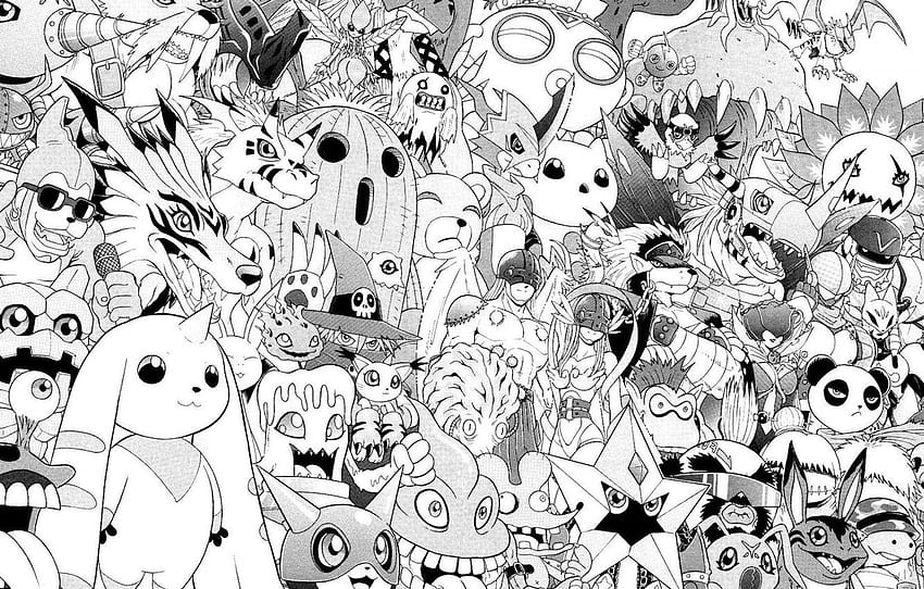 putih, anime, hitam, , manga, karakter, lama, Anime Art Black and White Wallpaper HD