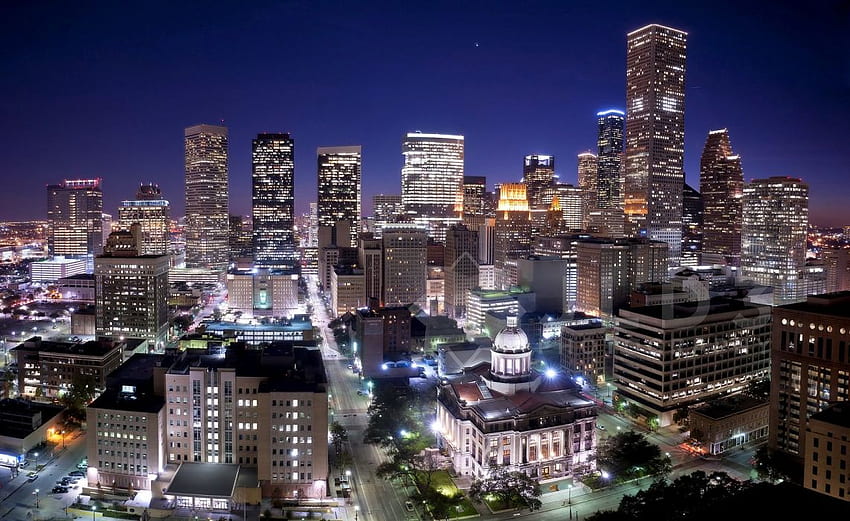 Houston-Architektur überbrückt Städte City Texas Night Towers Gebäude USA Downtown Büros Lagerhäuser Geschäfte. . 480312. UP, Skyline der Innenstadt von Houston HD-Hintergrundbild