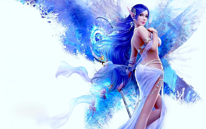 BEAUTIFUL ELF, blue, elf, art, beauty HD wallpaper