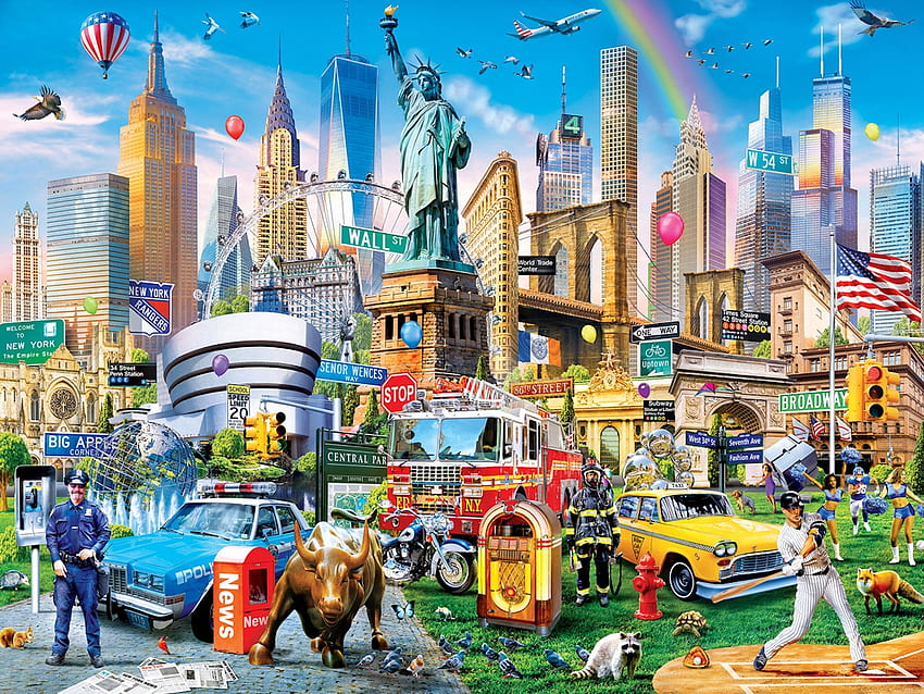 The Big Apple, new york, apel besar, amerika, kolase, usa Wallpaper HD