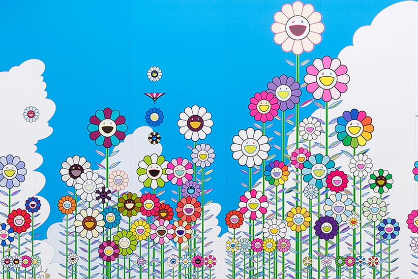 ชมนิทรรศการเซี่ยงไฮ้ที่เน้นดอกไม้ของทาคาชิ มูราคามิ Takashi Murakami Art ดอกไม้มุราคามิ Takashi Murakami วอลล์เปเปอร์ HD