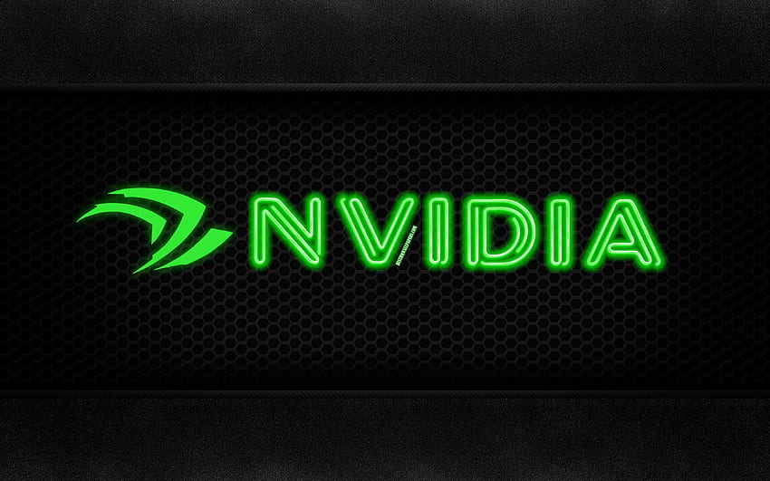 Nvidia, , neon logo, creative, metal background, Nvidia logo. Neon logo, Neon, Metal background, GeForce Now HD wallpaper
