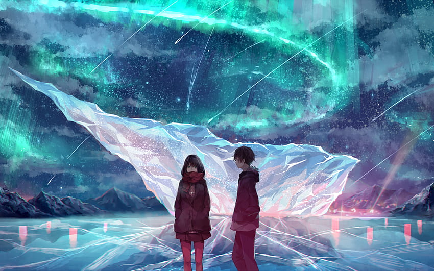 Anime Couple Ice Field Scarf HD wallpaper