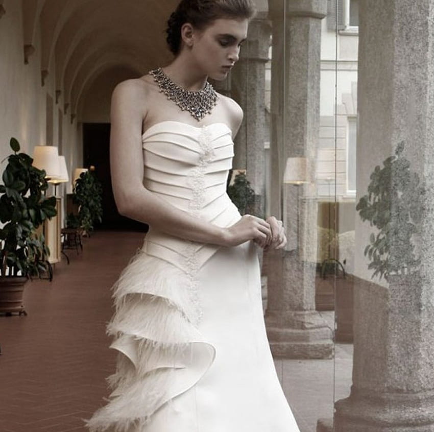 :), soft, wedding gown, lady, bride HD wallpaper