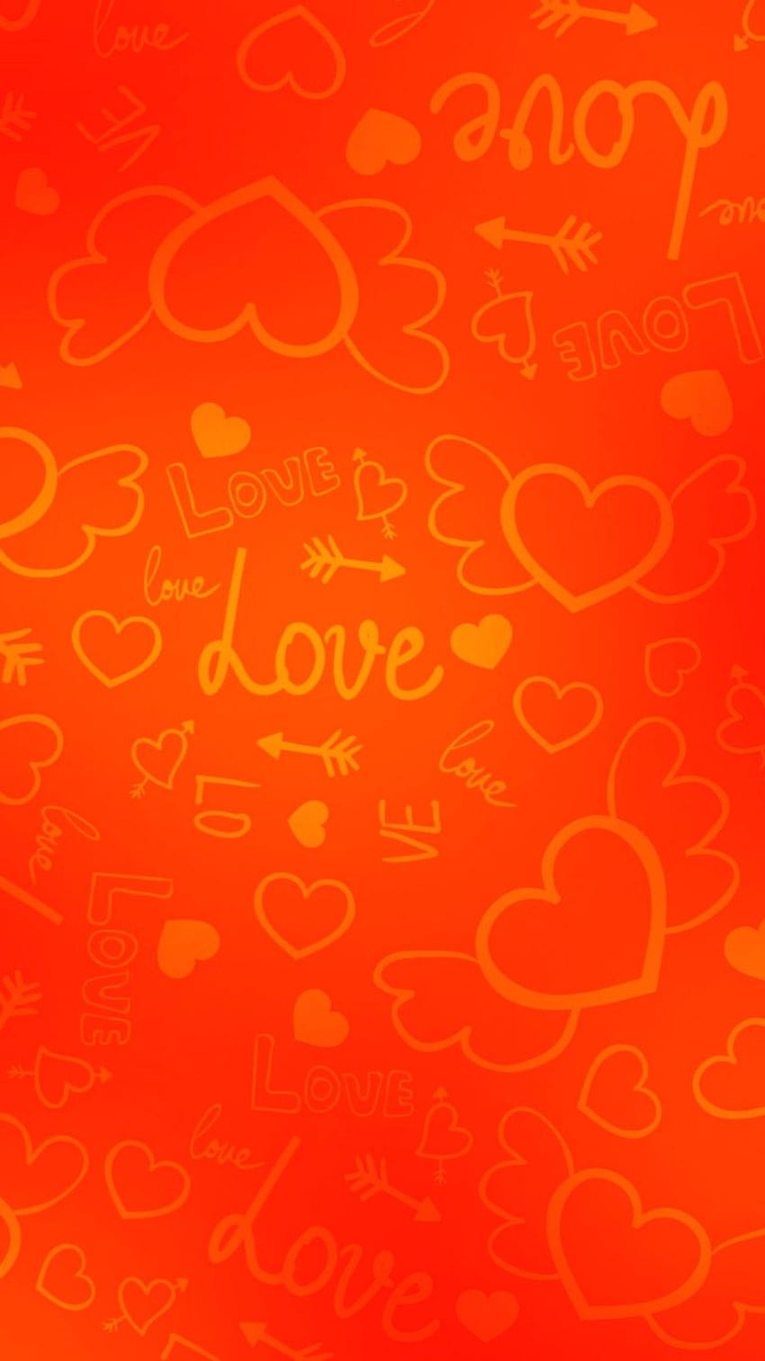 Love and Heart Orange Красив начален екран на iPhone HD тапет за телефон