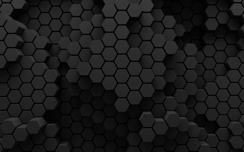 creative, honeycomb, hexagons patterns, Black Honeycomb HD wallpaper
