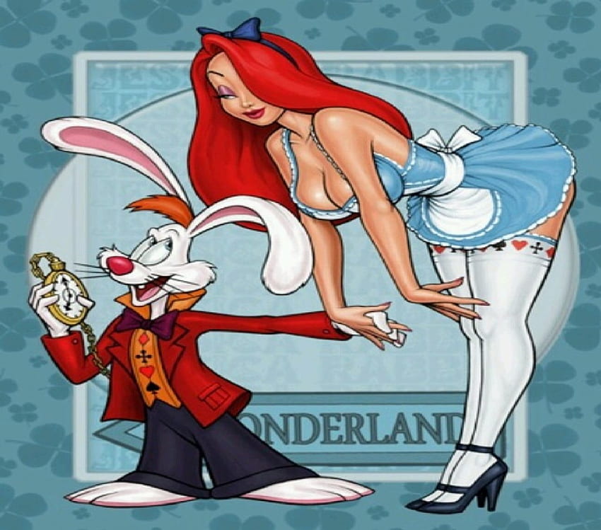 Alice im Wunderland, Jessica-Kaninchen, Alice, weißes Kaninchen, Rodger-Kaninchen HD-Hintergrundbild