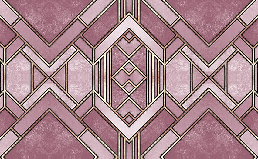 壁のアールデコ ダイヤモンド パターン。 アールデコシティ、ピンクアート 高画質の壁紙