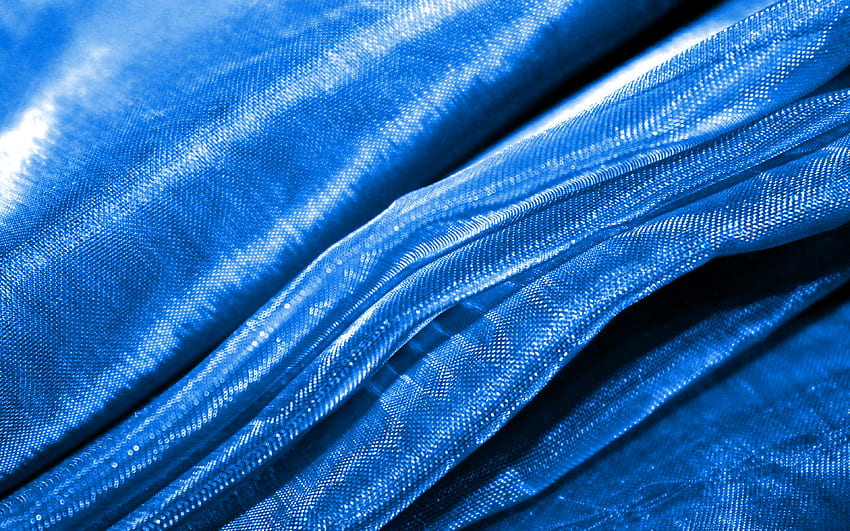 blue wavy fabric background, , wavy tissue texture, macro, blue textile, fabric wavy textures, textile textures, fabric textures, blue backgrounds, fabric backgrounds HD wallpaper