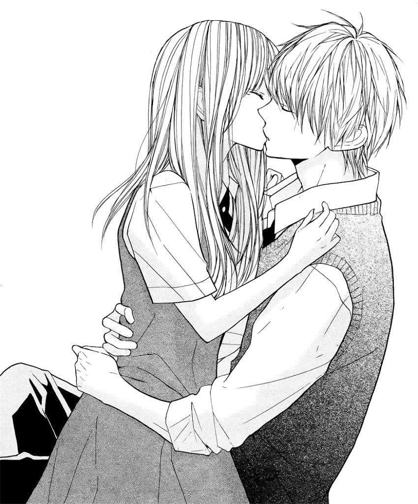 Drawing Anime couple Hug Anime love white png  PNGEgg