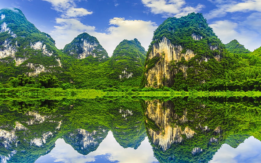竹、森、ジャングル、山、岩、湖、中国の解像度で。 高品質 高画質の壁紙