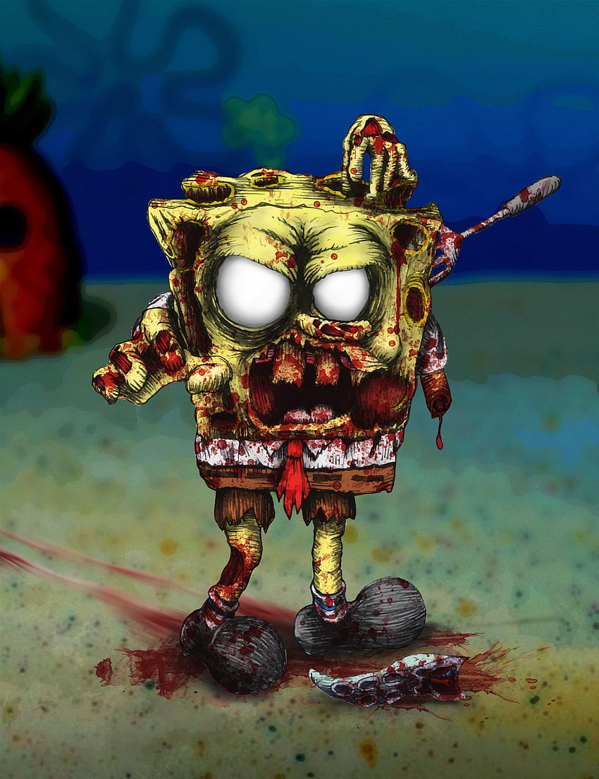 Sehen Sie Ihre Lieblings-Nickelodeon-Cartoons aus den 90ern als schreckliche Zombies. Nickelodeon-Cartoons, 90er-Nickelodeon-Cartoons, gruselige Zeichnungen, gruseliger Spongebob HD-Handy-Hintergrundbild