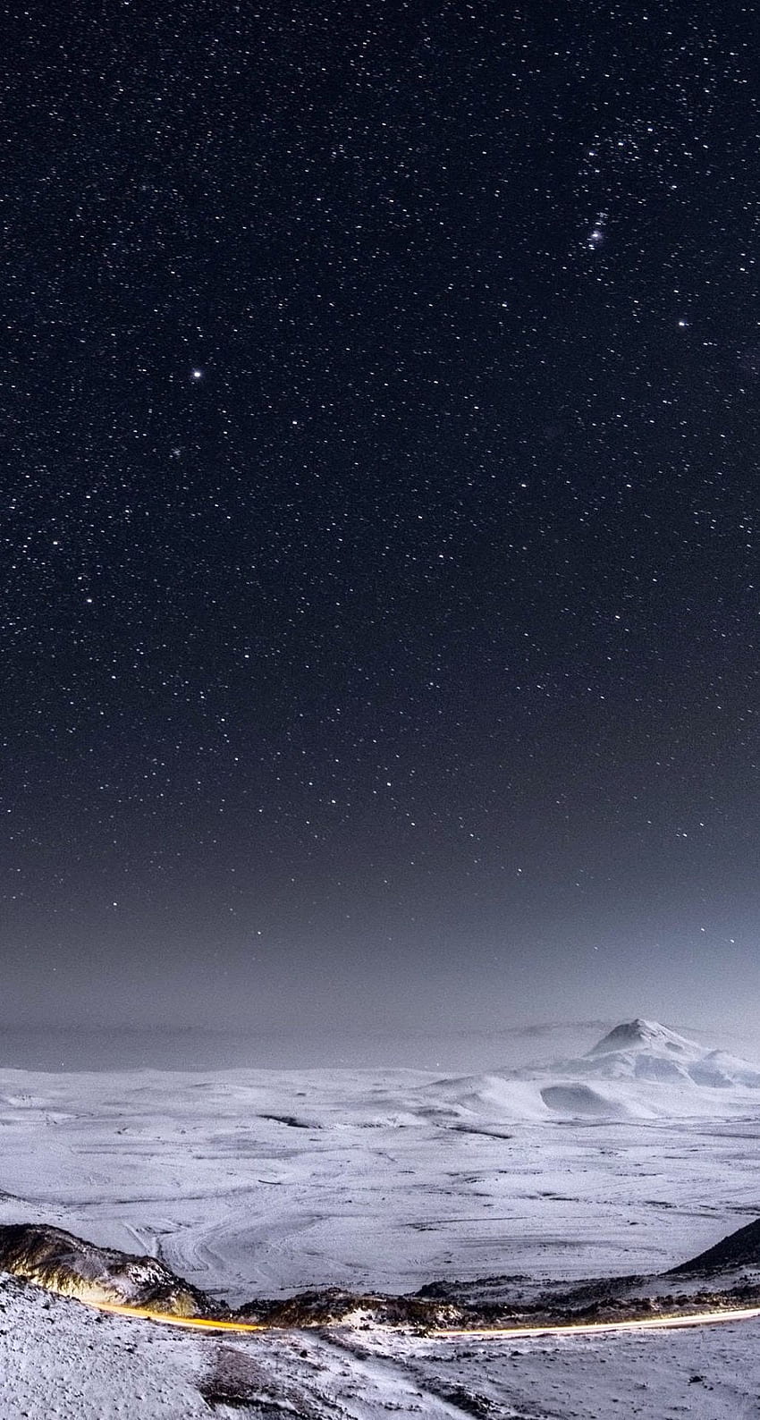 Night Stars Mountain Range Winter Landscape iPhone 6 Plus, Winter Night Sky HD phone wallpaper